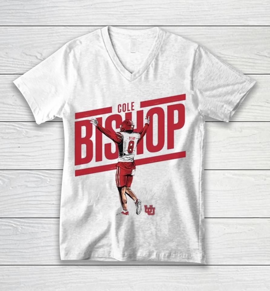Ute Utah Football Cole Bishop #8 Unisex V-Neck T-Shirt