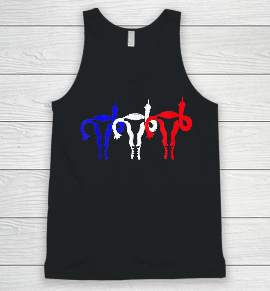 Uterus Shows Middle Finger Feminist Blue Red 4Th Of July Unisex Tank Top