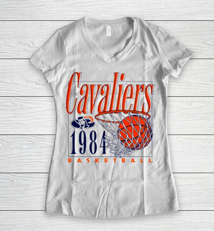 Uva Cavaliers Men’s Basketball 1984 Retro Logo Women V-Neck T-Shirt