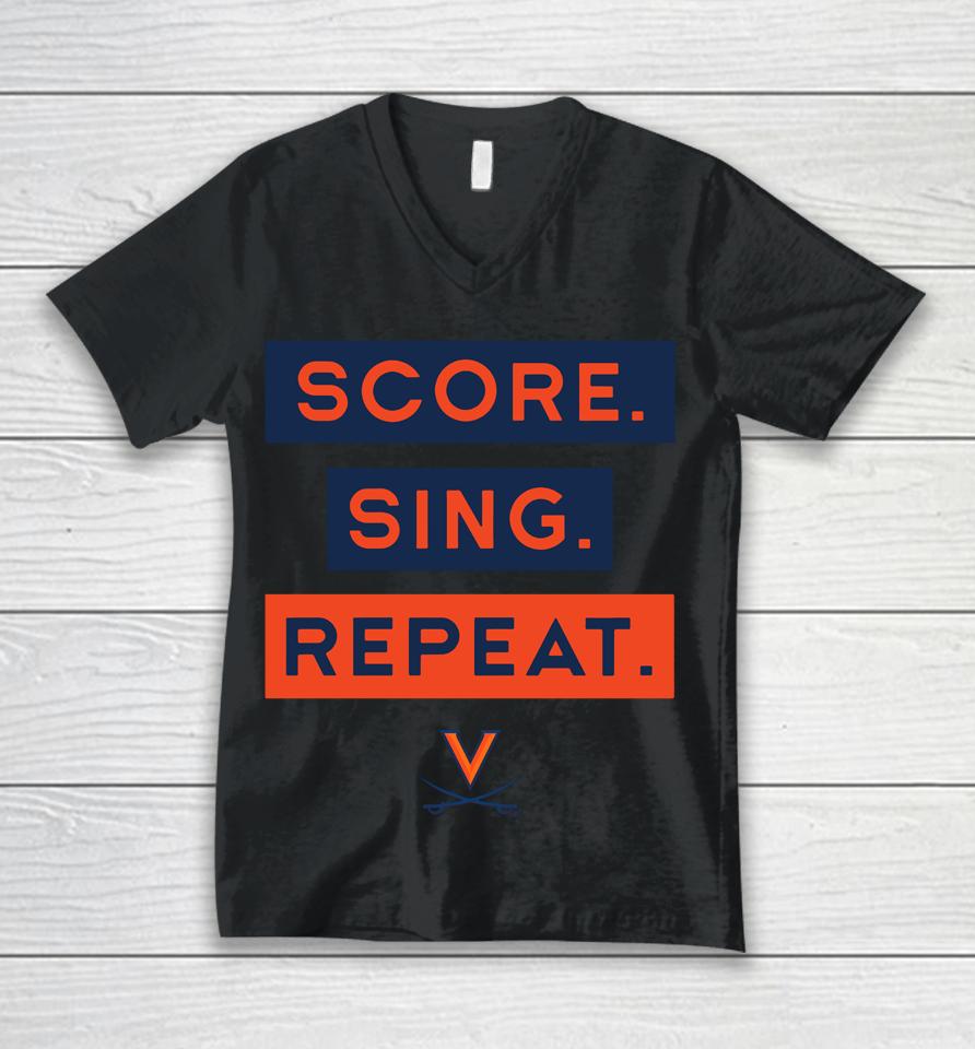 Uva Sing Score Repeat Gray Performance Unisex V-Neck T-Shirt