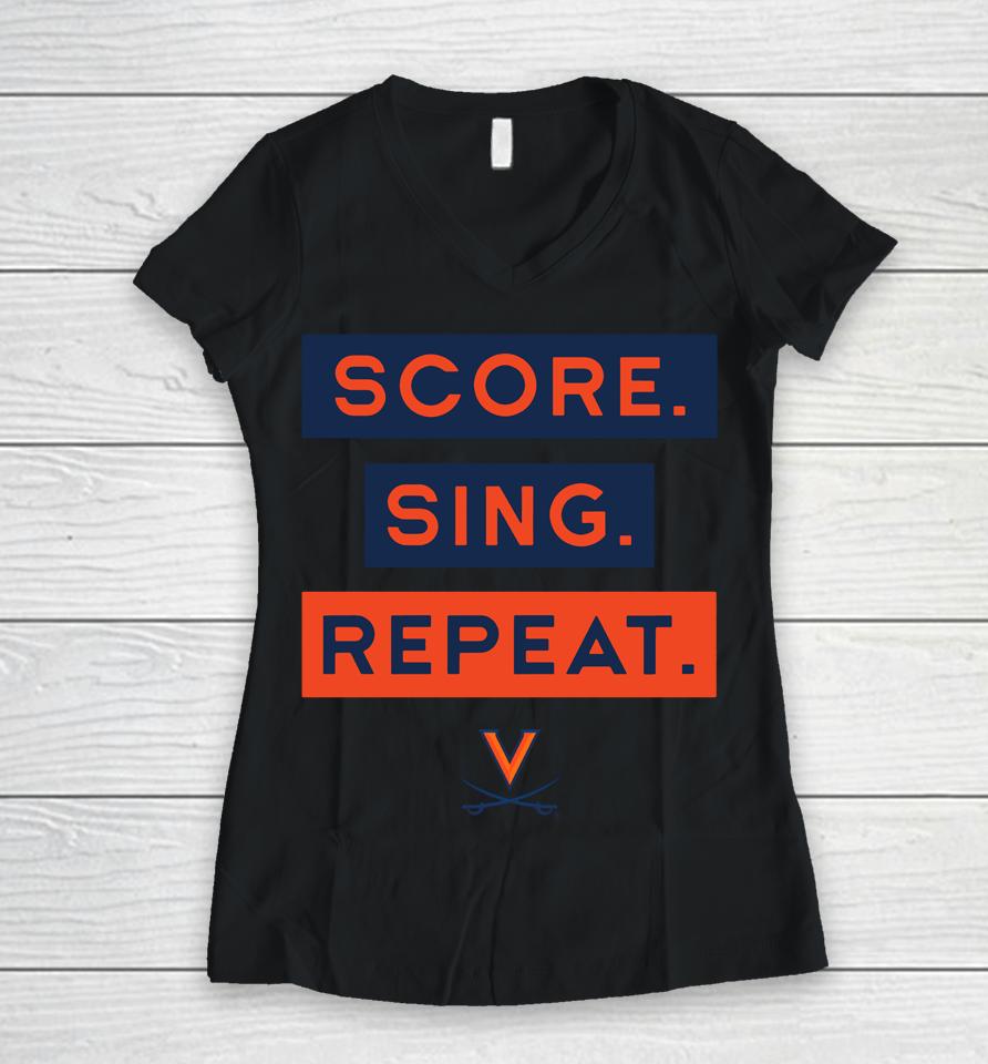Uva Sing Score Repeat Gray Performance Women V-Neck T-Shirt
