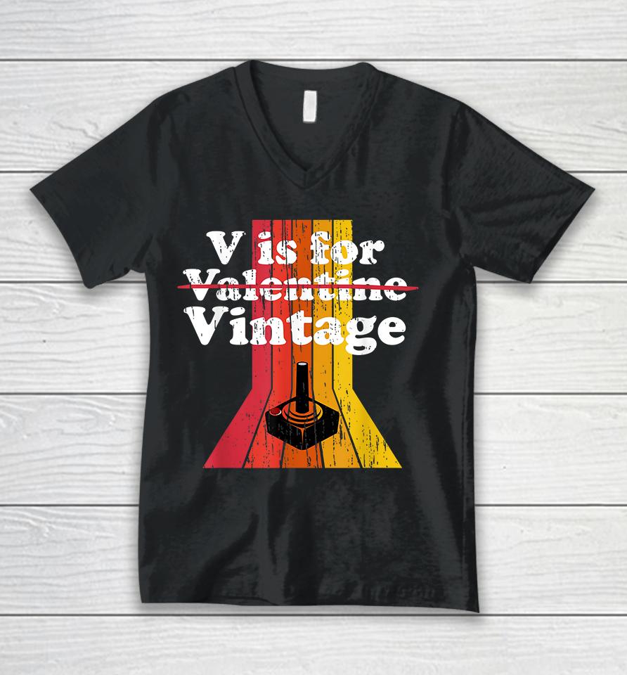 V Is For Vintage Gamer Unisex V-Neck T-Shirt