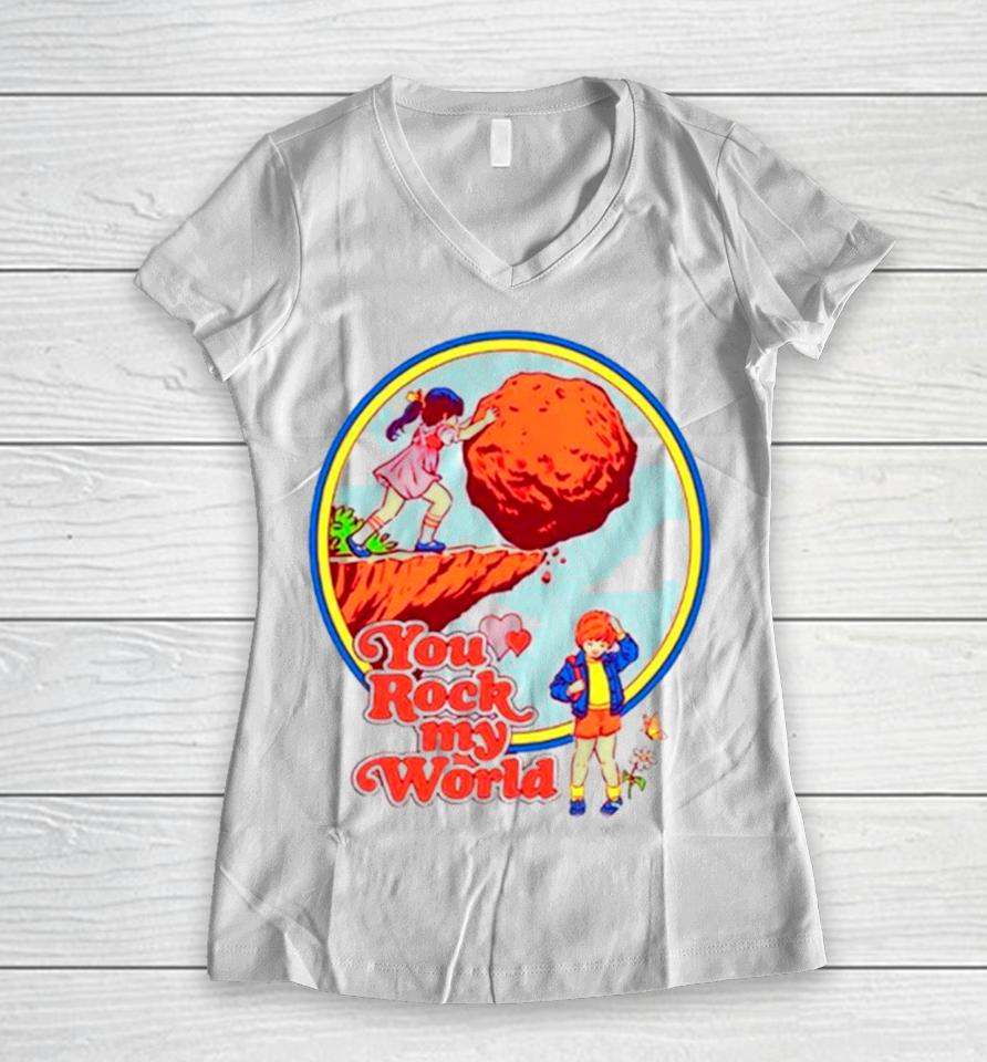 Valentine Day You Rock My World Women V-Neck T-Shirt