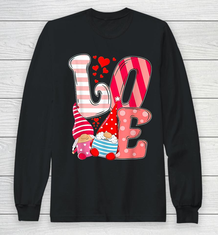 Valentine Gnomes Holding Hearts Valentine's Day Long Sleeve T-Shirt