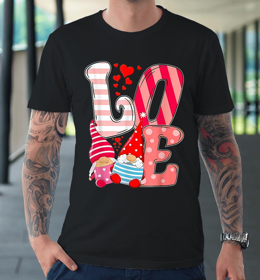 Valentine Gnomes Holding Hearts Valentine's Day Premium T-Shirt