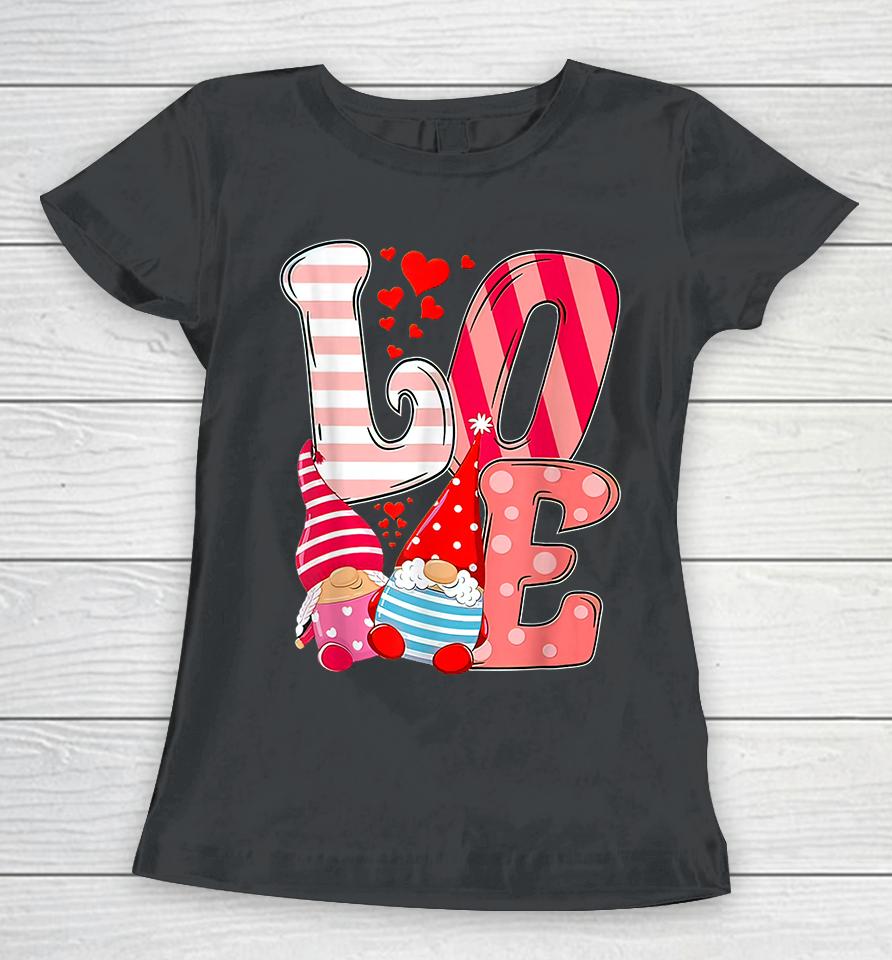 Valentine Gnomes Holding Hearts Valentine's Day Women T-Shirt