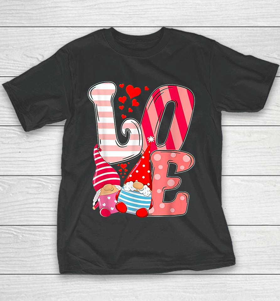 Valentine Gnomes Holding Hearts Valentine's Day Youth T-Shirt