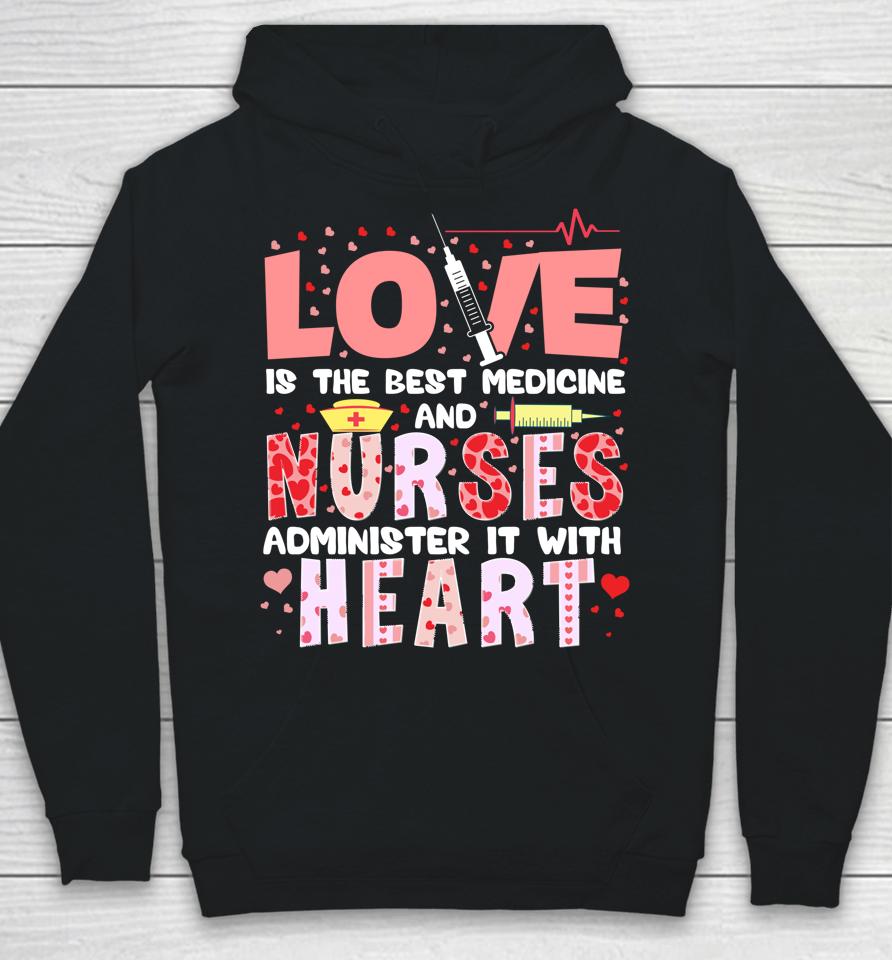 Valentines Day Nurse Heart Funny Nursing Scrub Top Rn Women Hoodie