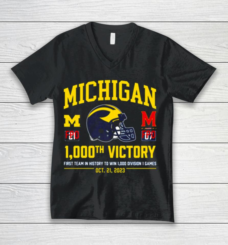 Valiant University Of Michigan Football 1000Th Win 2023 Unisex V-Neck T-Shirt