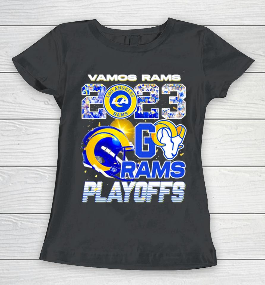 Vamos Rams 2023 Nfl Playoffs Go Los Angeles Rams Helmet Women T-Shirt