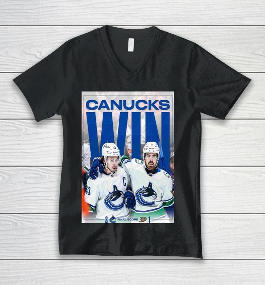 Vancouver Canucks Defeated The Ducks 2024 Unisex V-Neck T-Shirt
