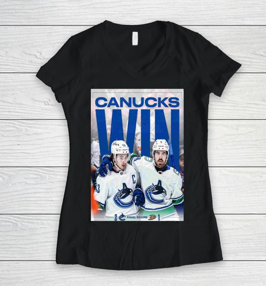 Vancouver Canucks Defeated The Ducks 2024 Women V-Neck T-Shirt