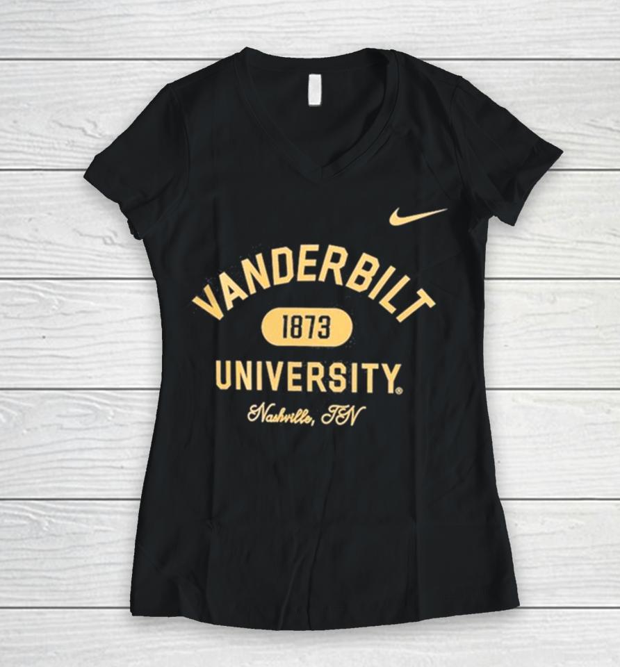 Vanderbilt Commodores Nike University Nashville Tn 1873 Women V-Neck T-Shirt