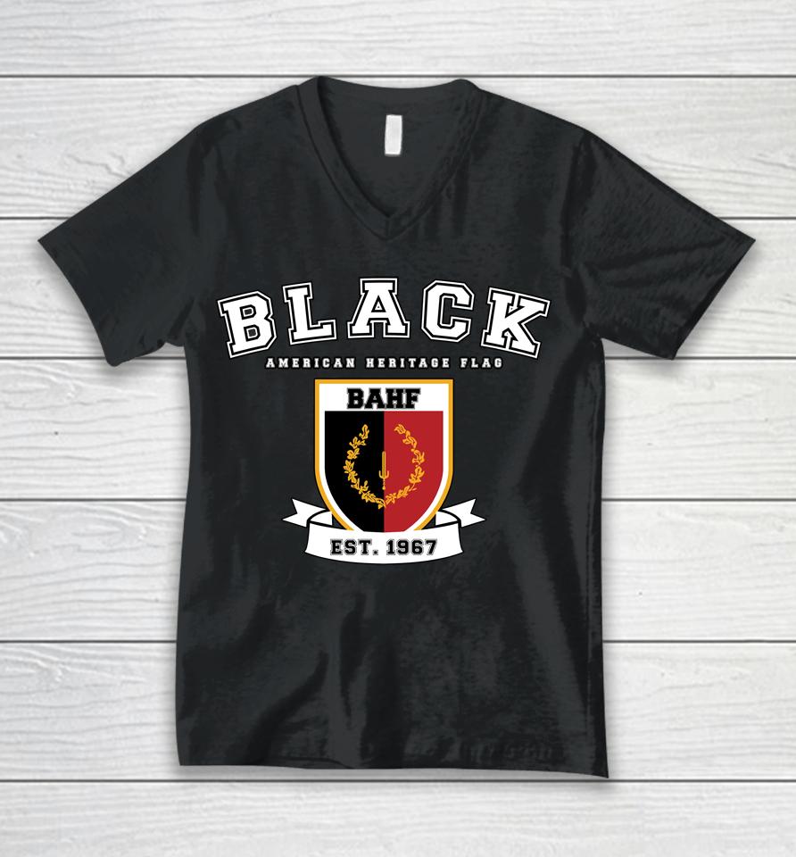 Varsity Black American Heritage Flag Unisex V-Neck T-Shirt