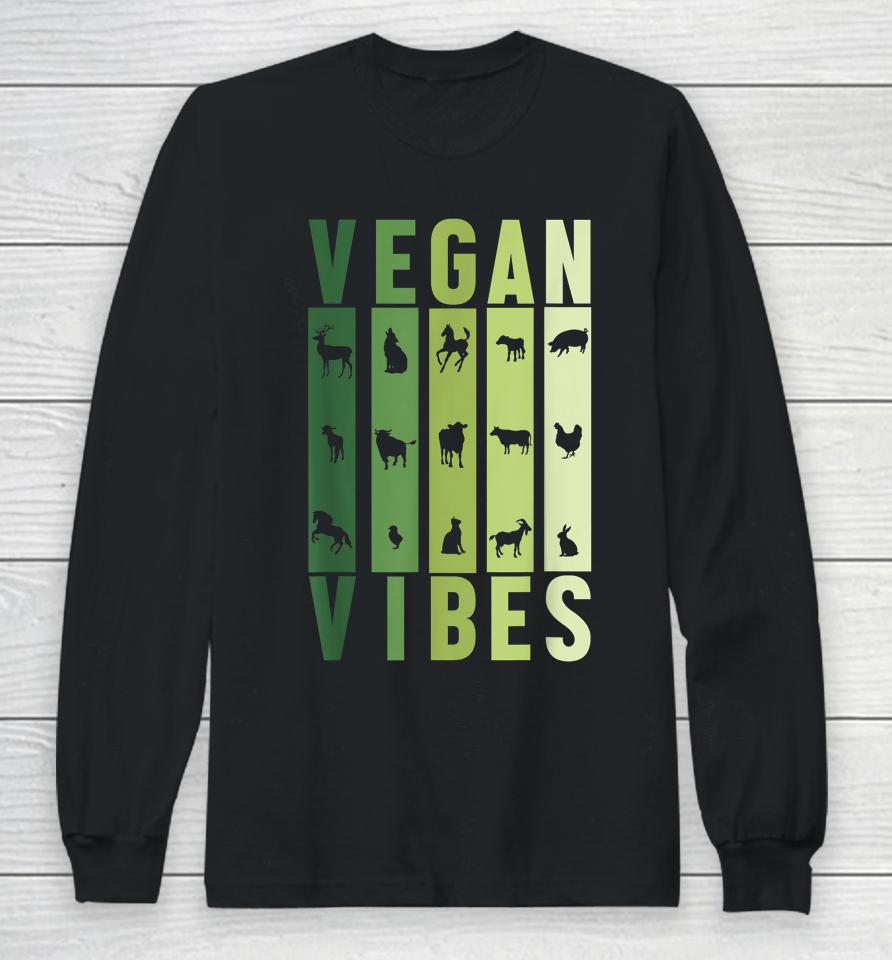 Vegan Vibes Animals Graphic Silhouette Long Sleeve T-Shirt