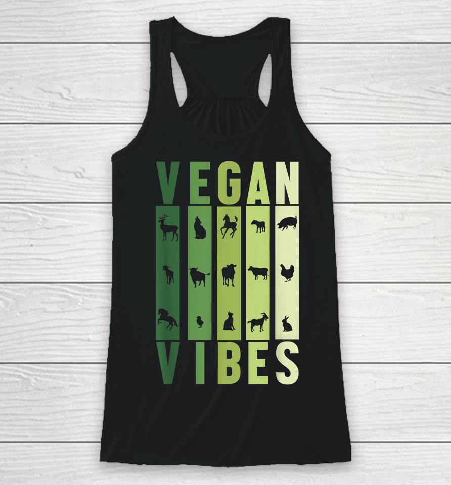 Vegan Vibes Animals Graphic Silhouette Racerback Tank