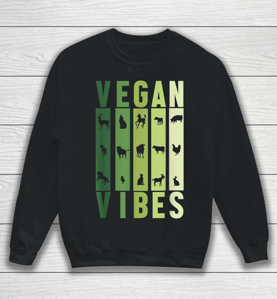Vegan Vibes Animals Graphic Silhouette Sweatshirt