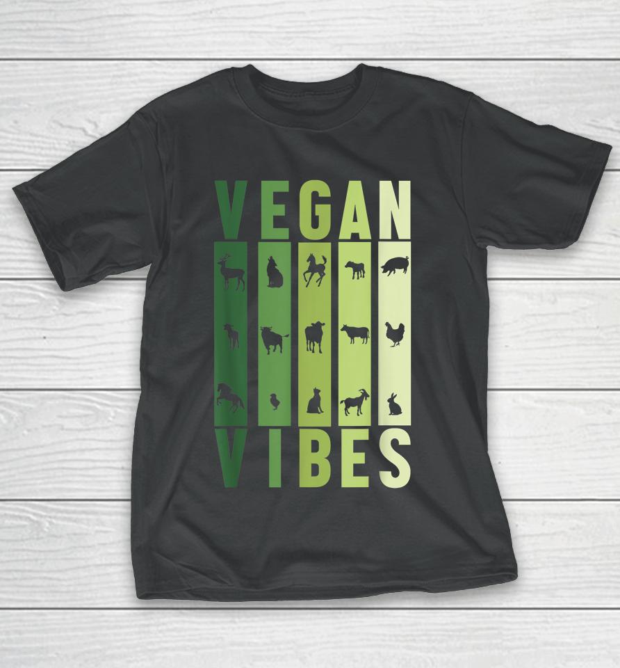 Vegan Vibes Animals Graphic Silhouette T-Shirt