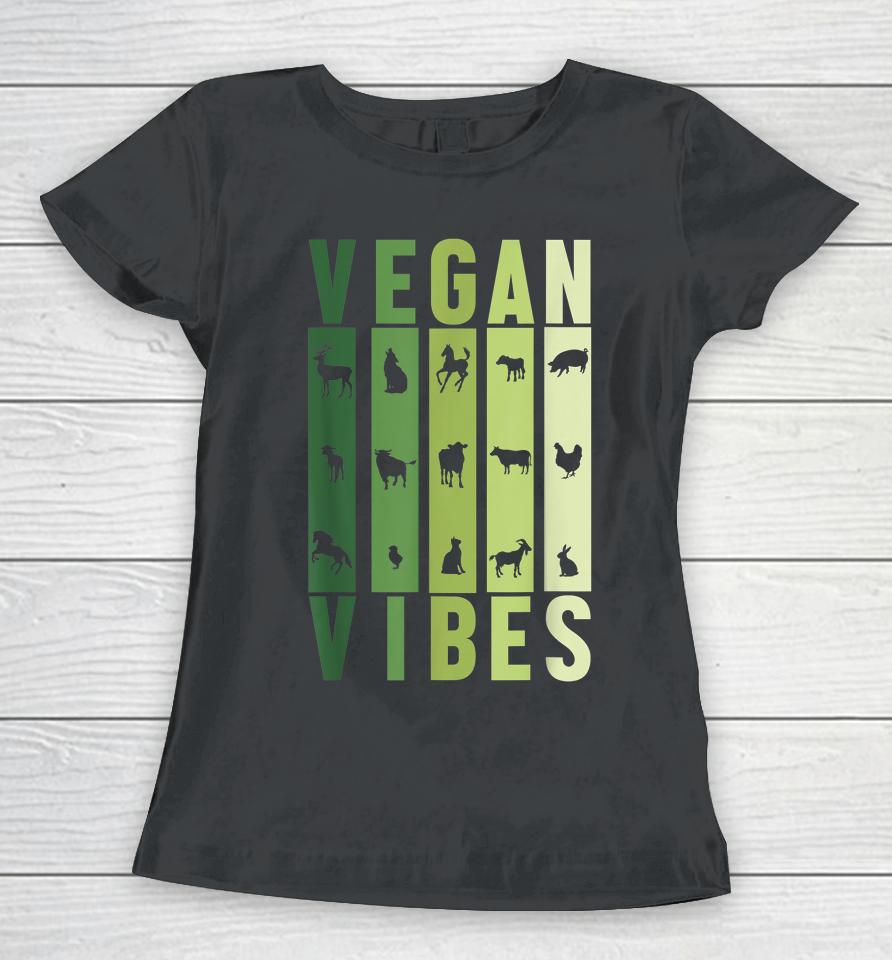 Vegan Vibes Animals Graphic Silhouette Women T-Shirt