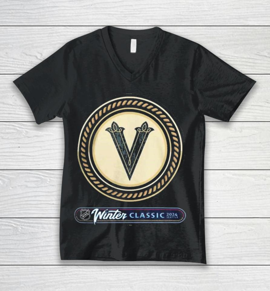 Vegas Golden Knights Logo 2024 Nhl Winter Classic Local Unisex V-Neck T-Shirt