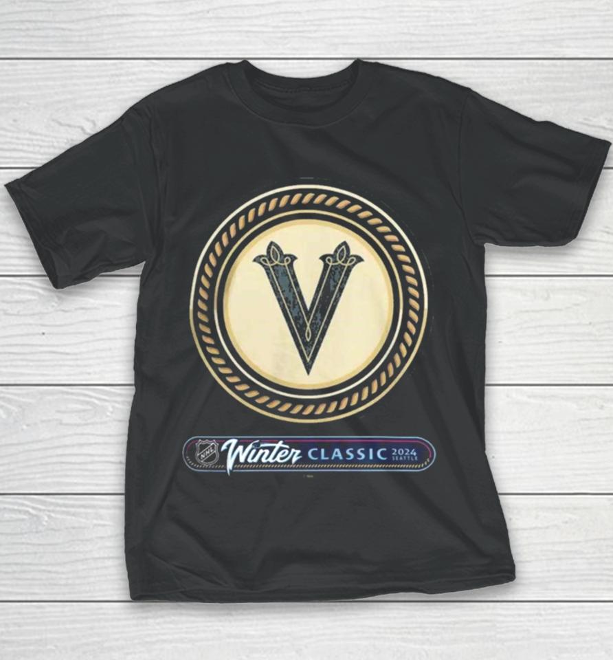 Vegas Golden Knights Logo 2024 Nhl Winter Classic Local Youth T-Shirt