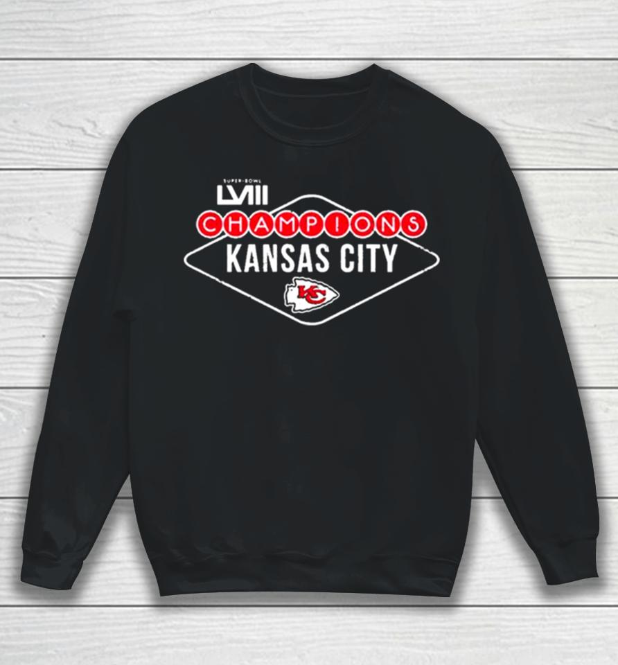 Vegas Sign Kansas City Chiefs Super Bowl Lviii Champions Sweatshirt