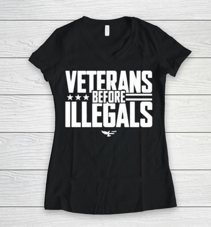 Veterans Before Illegals Women V-Neck T-Shirt