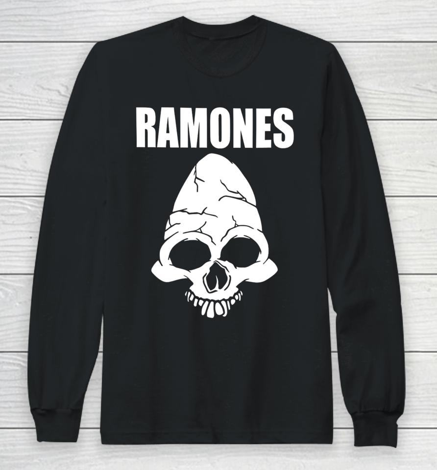 Vick_8122 1999 Ramones Skull Long Sleeve T Shirt Cm Punk Wearing Ramones Skull Long Sleeve T-Shirt