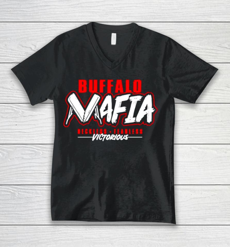 Victorious Buffalo Mafia Reckless Fearless Football Unisex V-Neck T-Shirt
