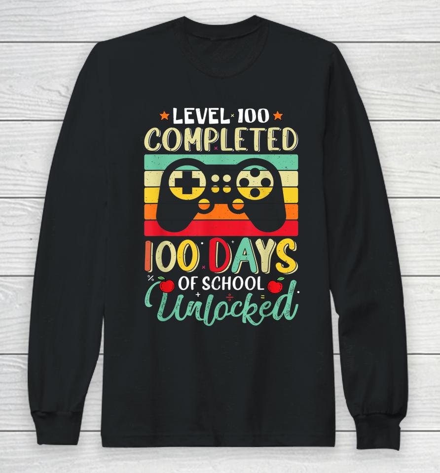 Video Game Level 100 Days Of School Unlocked Long Sleeve T-Shirt