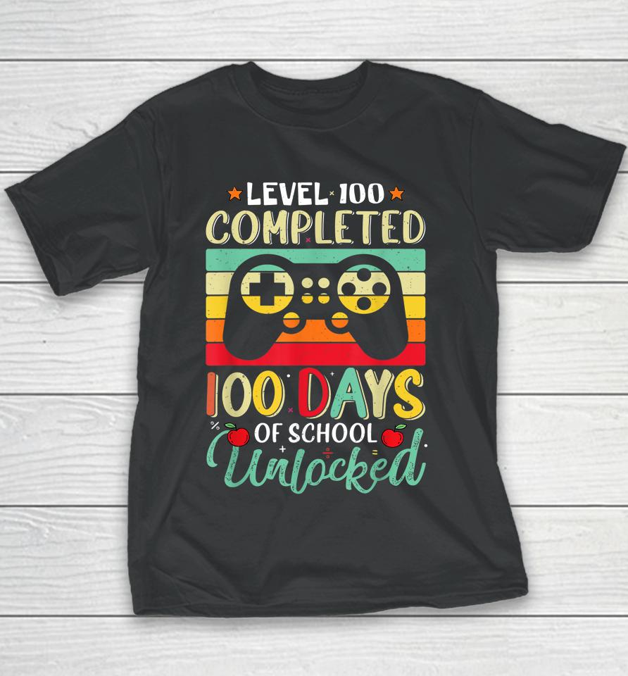 Video Game Level 100 Days Of School Unlocked Youth T-Shirt