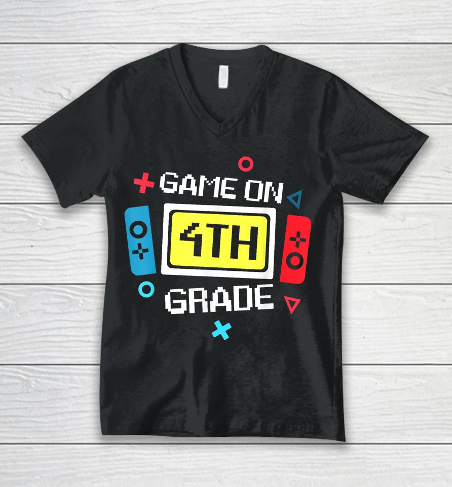 Video Game On 4Th Grade Cool Kids Team Fourth Back To School Unisex V-Neck T-Shirt