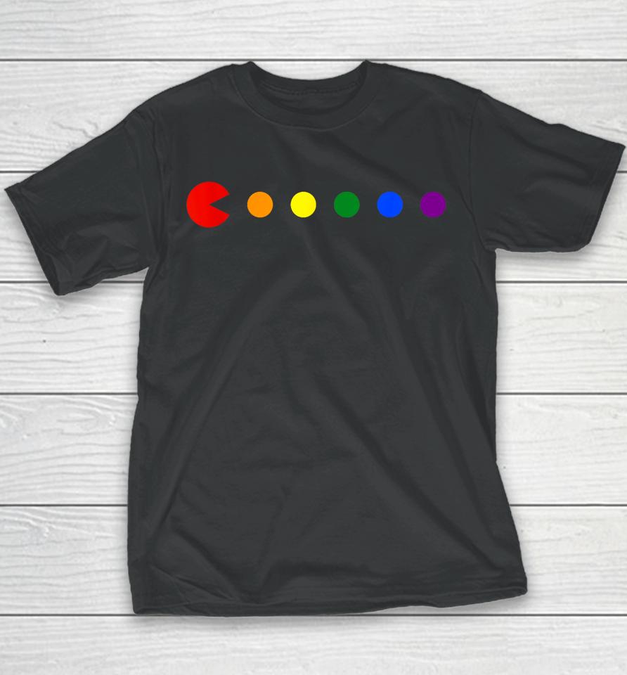 Video-Game Rainbow Polka Dot Gay Pride Month Lgbtq Ally Youth T-Shirt