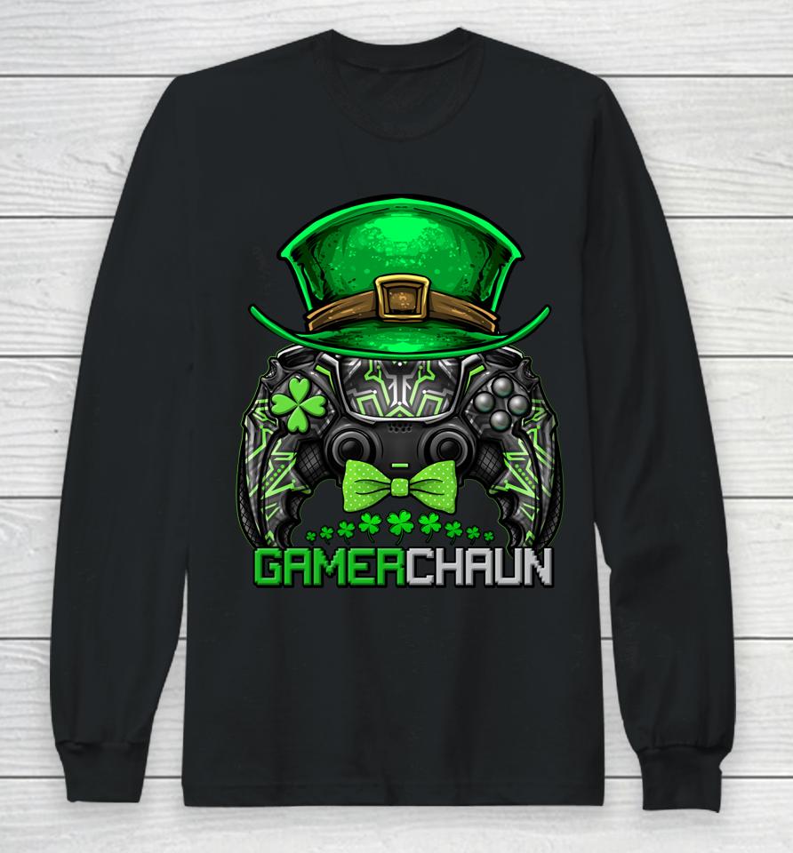 Video Gamer Leprechaun Gamers St Patrick's Day Gamerchaun Long Sleeve T-Shirt