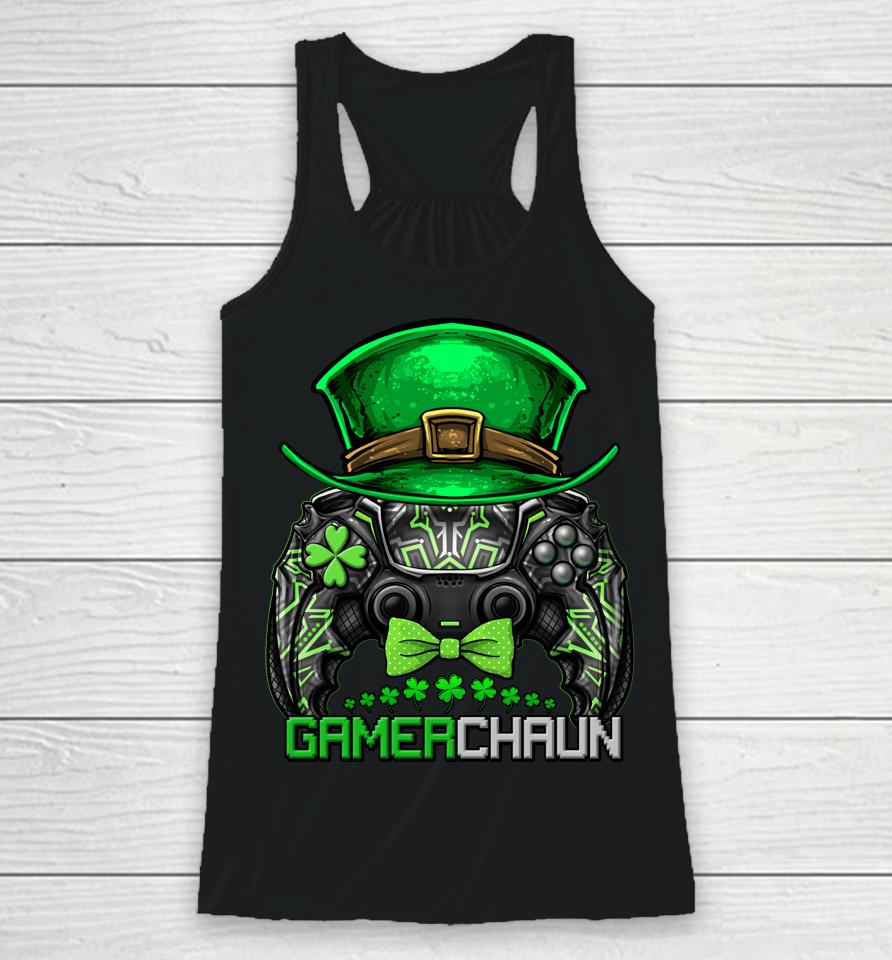 Video Gamer Leprechaun Gamers St Patrick's Day Gamerchaun Racerback Tank