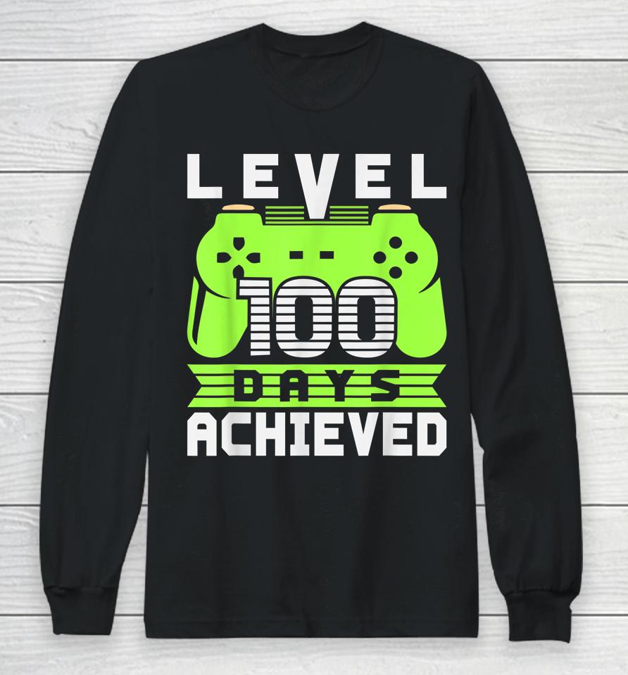 Video Gamer Student 100Th Day Teacher 100 Days Of School Long Sleeve T-Shirt