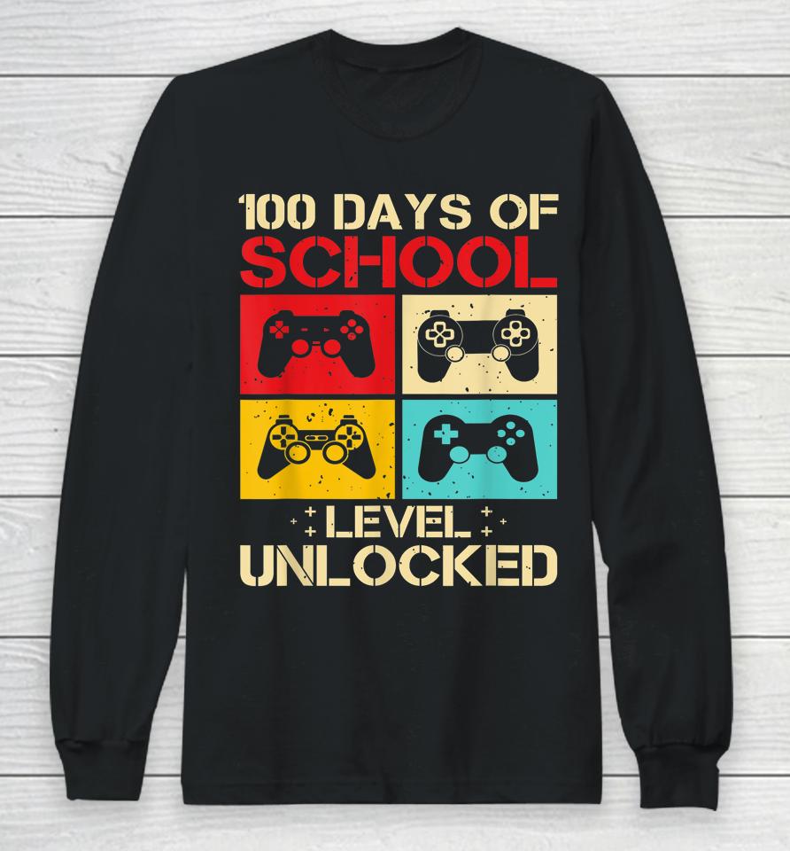 Video Gamer Student 100Th Day Teacher 100 Days Of School Long Sleeve T-Shirt