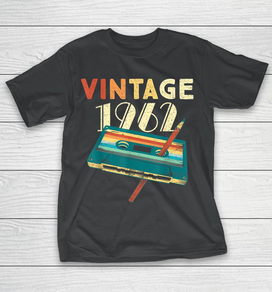 Vintage 1962 Music Cassette 60Th Birthday Gifts 60 Years Old T-Shirt