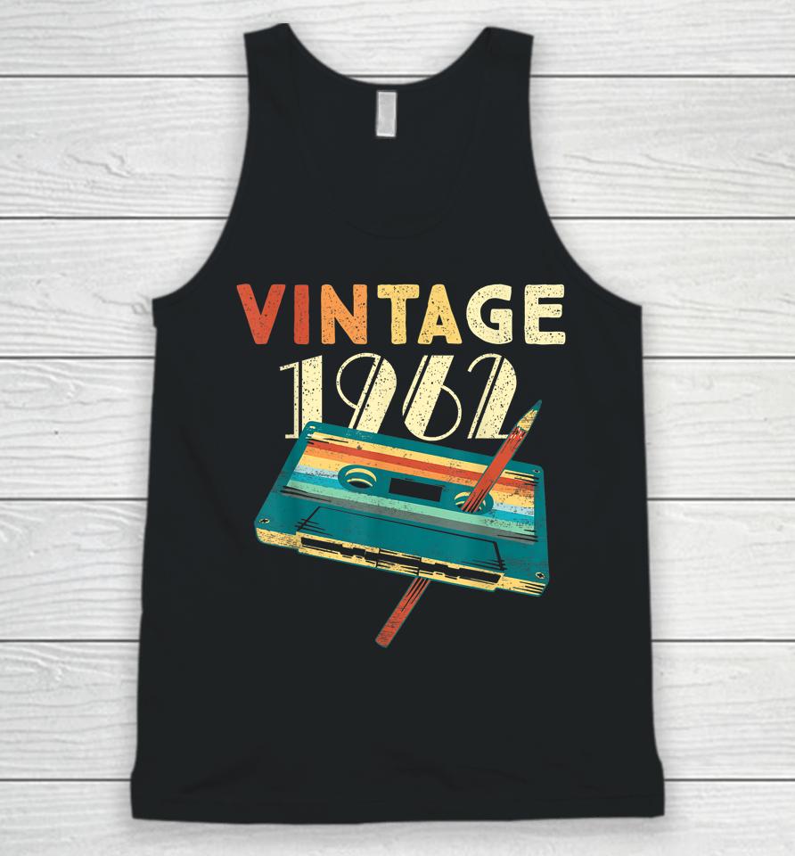 Vintage 1962 Music Cassette 60Th Birthday Gifts 60 Years Old Unisex Tank Top