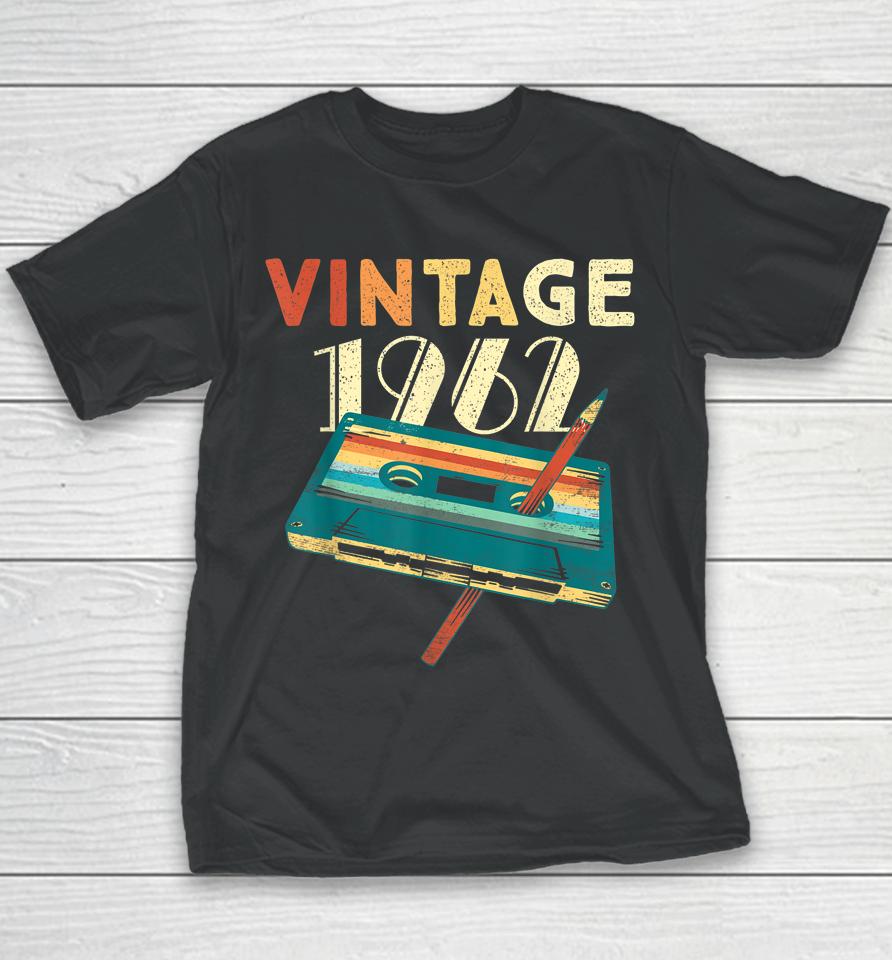 Vintage 1962 Music Cassette 60Th Birthday Gifts 60 Years Old Youth T-Shirt