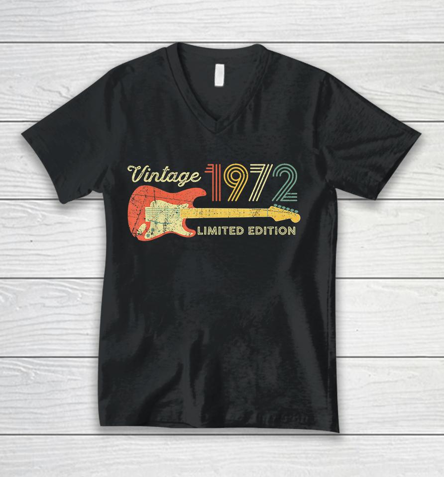 Vintage 1972 Limited Edition Retro Guitarist 50Th Birthday Unisex V-Neck T-Shirt