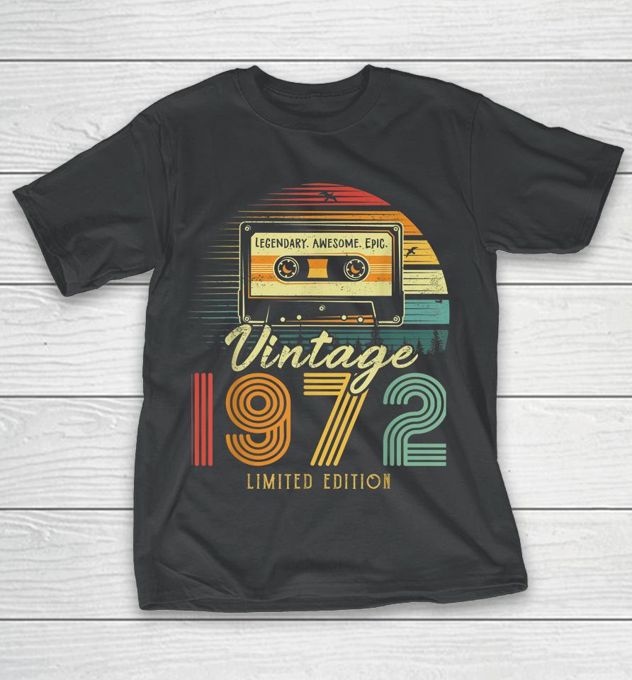 Vintage 1972 Retro Cassette 1972 50Th Birthday 50 Years Old T-Shirt