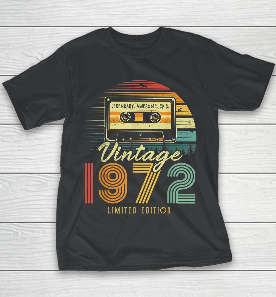 Vintage 1972 Retro Cassette 1972 50Th Birthday 50 Years Old Youth T-Shirt