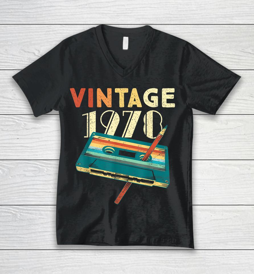Vintage 1978 Music Cassette 44Th Birthday Gifts 44 Years Old Unisex V-Neck T-Shirt
