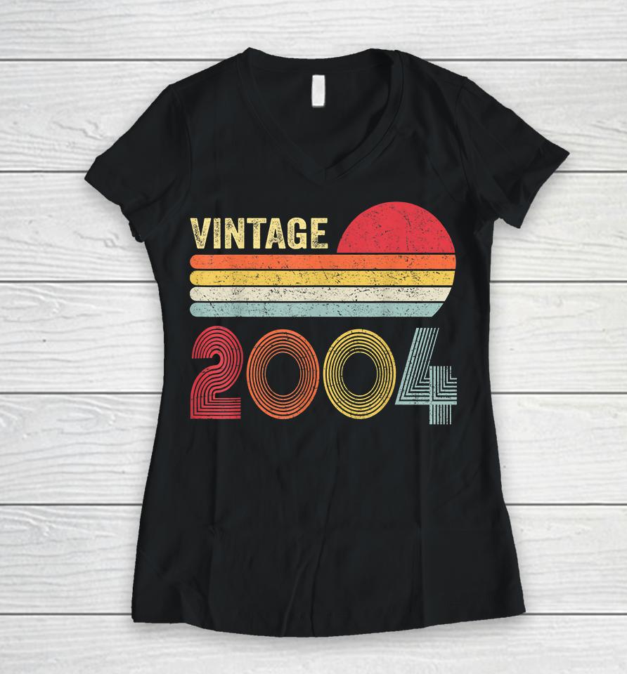 Vintage 2004 Funny 18 Years Old Boys And Girls 18Th Birthday Women V-Neck T-Shirt