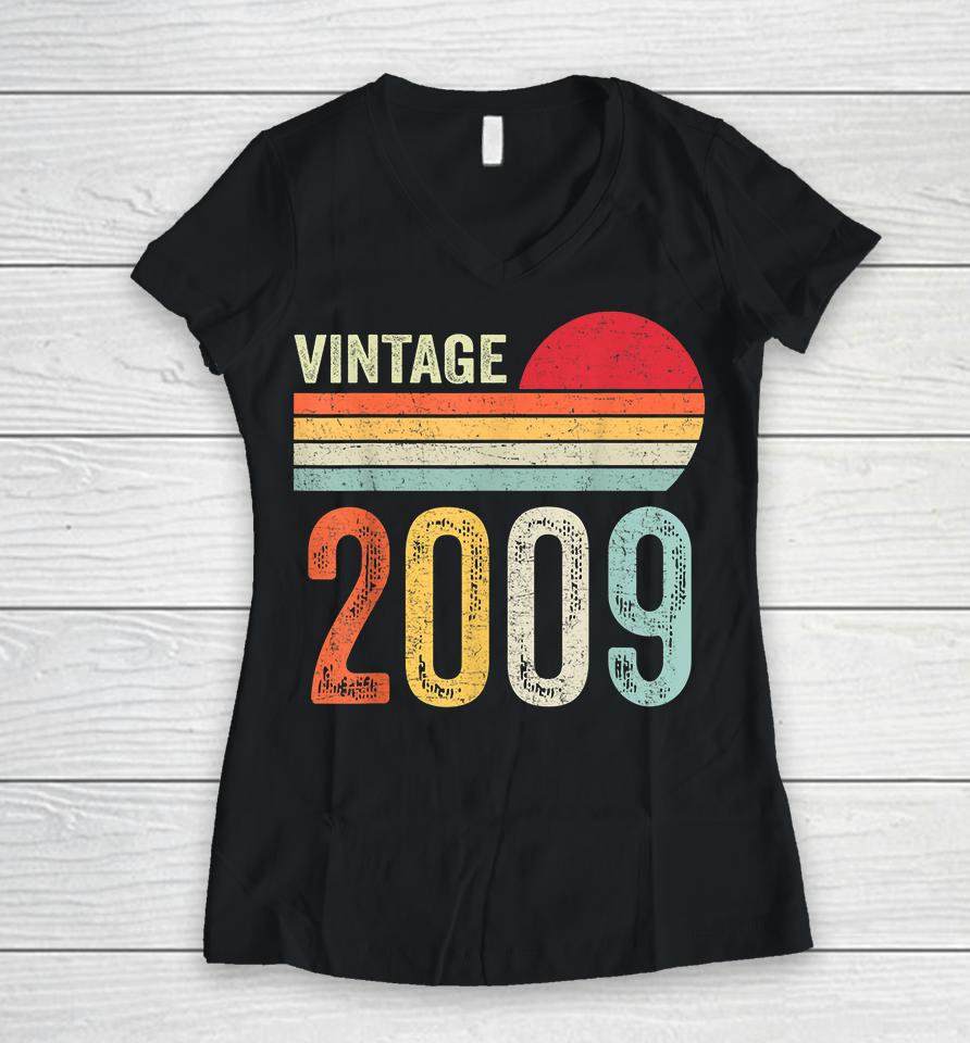 Vintage 2009 Funny 13 Years Old Boys And Girls 13Th Birthday Women V-Neck T-Shirt