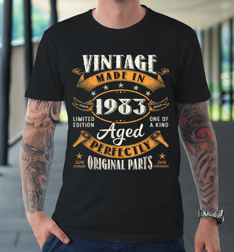 Vintage 40Th Birthday Decorations Men Funny 1983 40 Birthday Premium T-Shirt