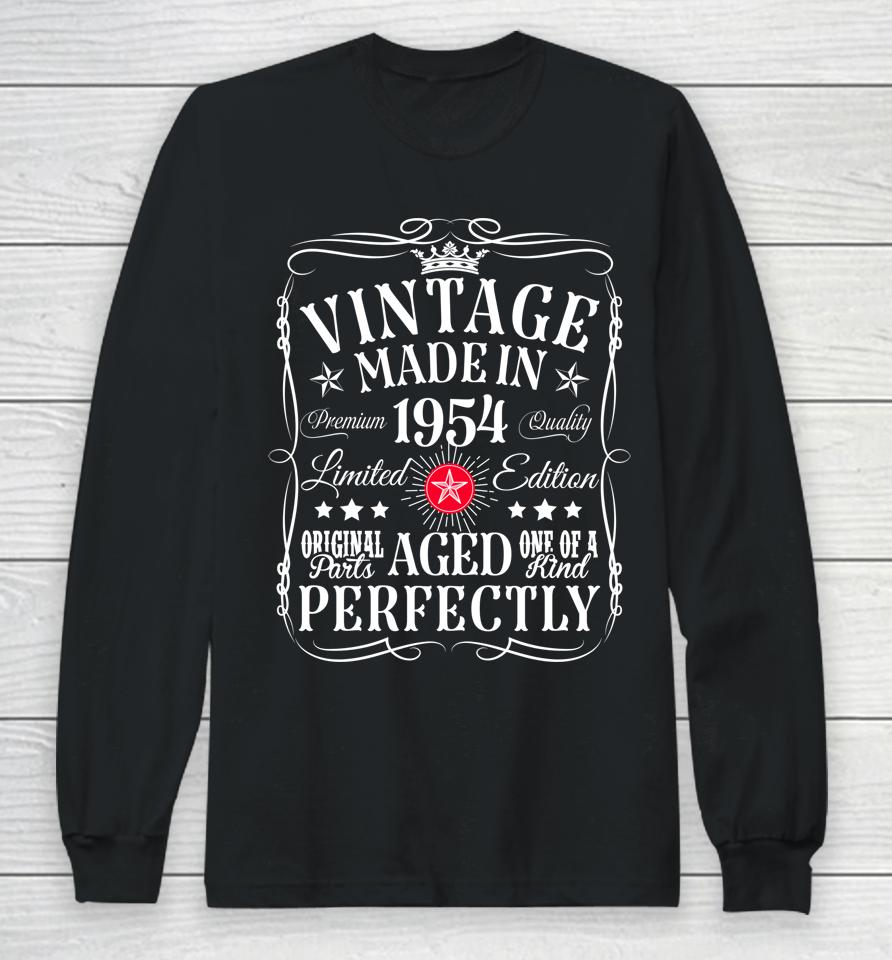 Vintage 70Th Birthday Decorations Vintage 1954 70 Birthday Long Sleeve T-Shirt