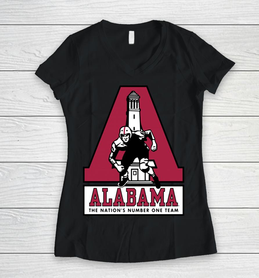 Vintage Alabama Denny Chimes The Nation's Number One Team Women V-Neck T-Shirt