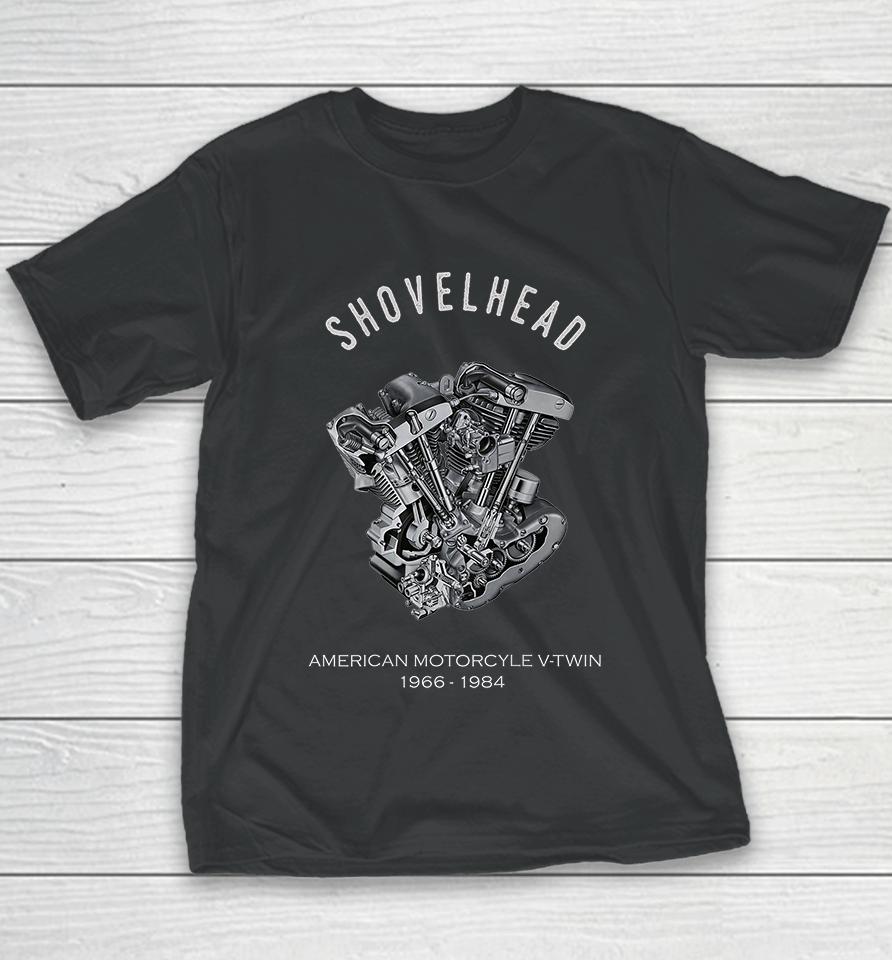 Vintage American Classic Motorcycle V-Twin Shovelhead Youth T-Shirt